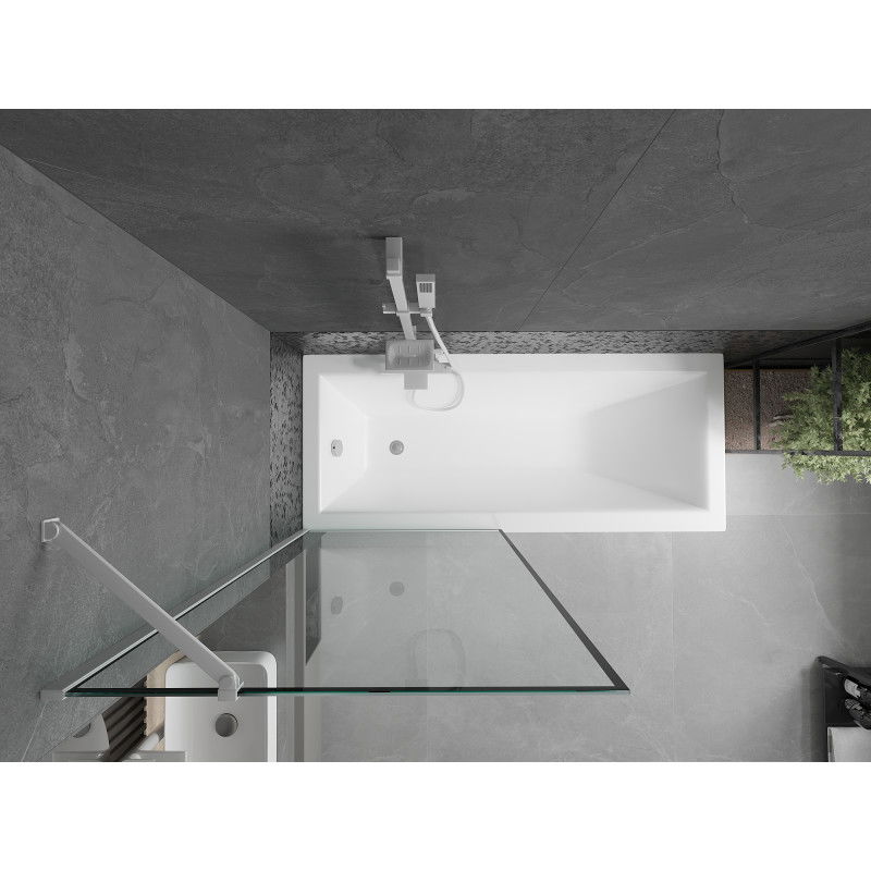 Mexen Next vonios kambario pertvara su 1 sparnu 80 x 150 cm, juodas rėmelis, baltas - 895-080-000-00-70-20