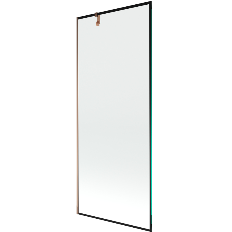 Mexen Next vienos varčios vonios uždanga 80 x 150 cm, juodas rėmas, rožinis auksas - 895-080-000-00-70-60