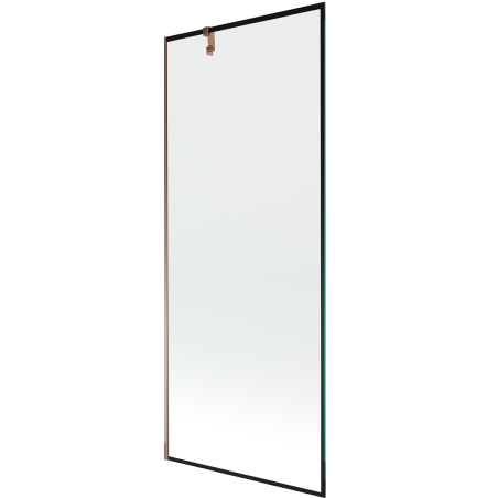 Mexen Next vienos varčios vonios uždanga 80 x 150 cm, juodas rėmas, rožinis auksas - 895-080-000-00-70-60