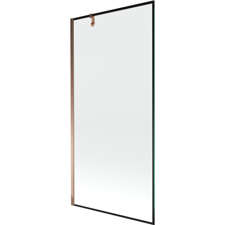 Mexen Next 1-durų vonios ekranas, 90 x 150 cm, juodas rėmas, rožinis auksas - 895-090-000-00-70-60