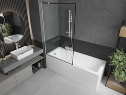 Mexen Next 1 sparno vonios pertvara 100 x 150 cm, juodas rėmas, baltas - 895-100-000-00-70-20