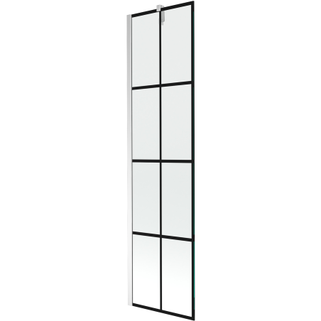 Mexen Next vienos dalies vonios ekranas 50 x 150 cm, juodas tinklelis, chromas - 895-050-000-00-77-01