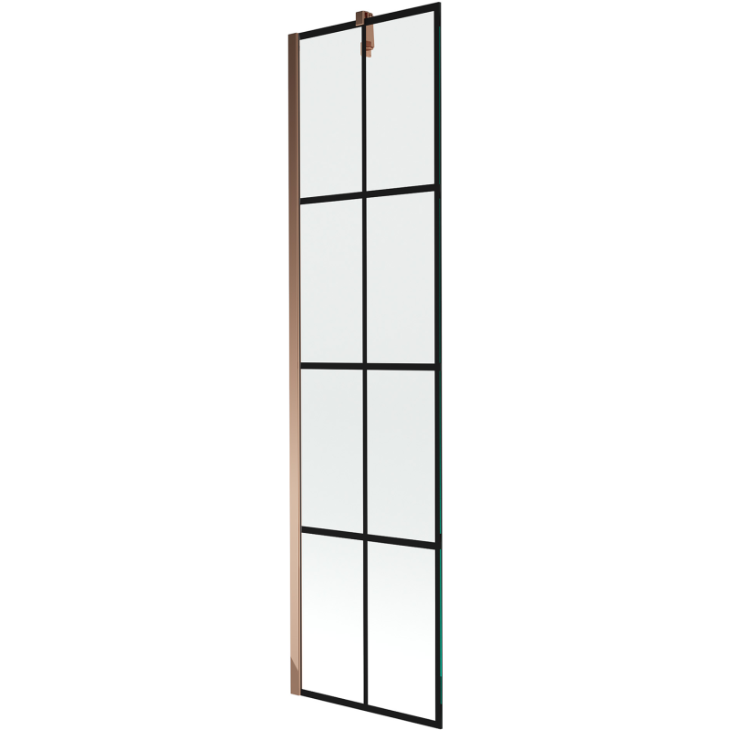 Mexen Next vonios ekrano 1-durų 50 x 150 cm, juodas tinklelis, rožinis auksas - 895-050-000-00-77-60