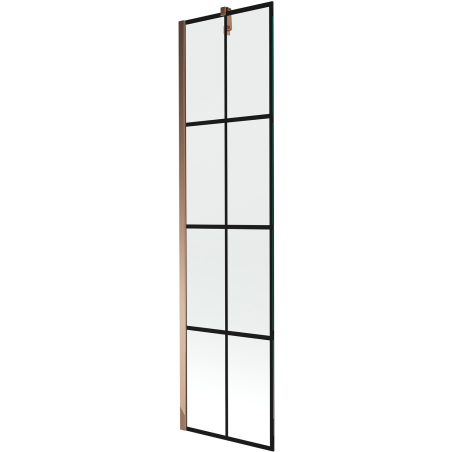 Mexen Next vonios ekrano 1-durų 50 x 150 cm, juodas tinklelis, rožinis auksas - 895-050-000-00-77-60