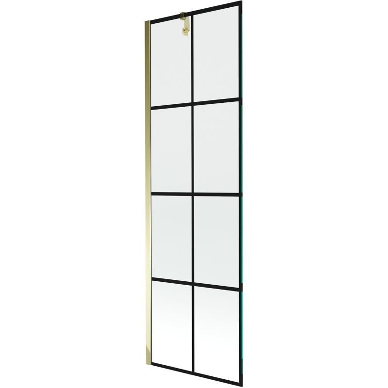 Mexen Next vonios pertvara 1-ijų durų 60 x 150 cm, juodas tinklelis, auksinė - 895-060-000-00-77-50