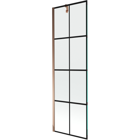 Mexen Next vonios kambario širma 1 dalių 60 x 150 cm, juodas tinklelis, rožinis auksas - 895-060-000-00-77-60