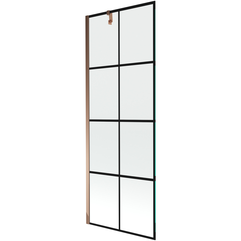 Mexen Next vonios ekranas su vienu sparnu 70 x 150 cm, juodas tinklelis, rožinis auksas - 895-070-000-00-77-60