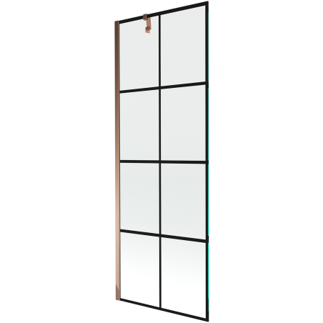 Mexen Next vonios ekranas su vienu sparnu 70 x 150 cm, juodas tinklelis, rožinis auksas - 895-070-000-00-77-60