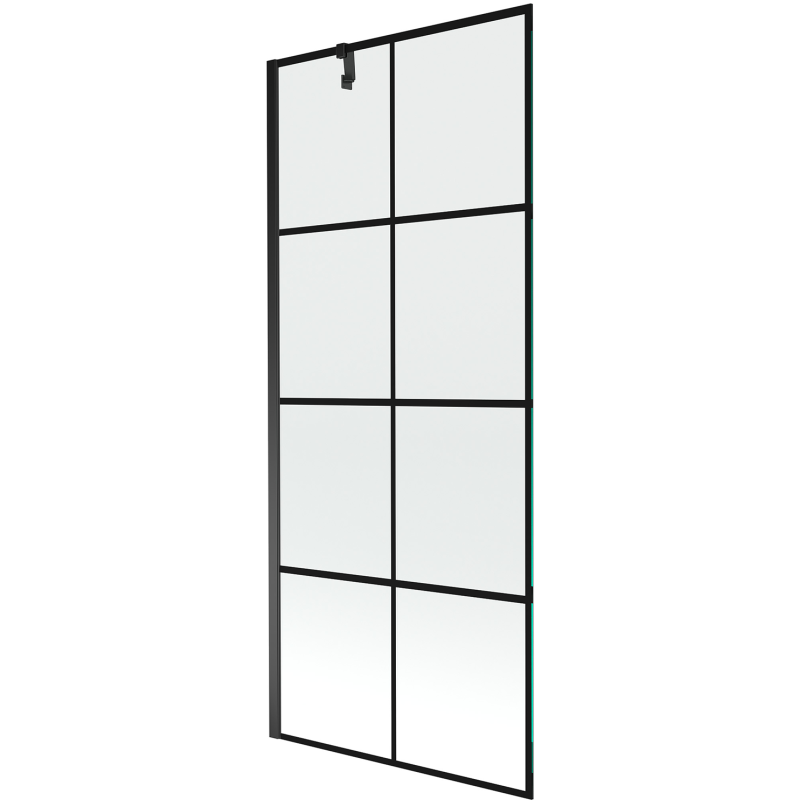 Mexen Next vienasparnis vonios ekranas 80 x 150 cm, juodas tinklelis, juodas - 895-080-000-00-77-70