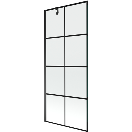Mexen Next vienasparnis vonios ekranas 80 x 150 cm, juodas tinklelis, juodas - 895-080-000-00-77-70