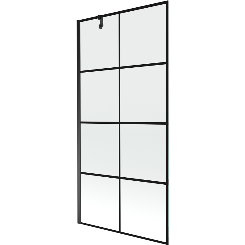 Mexen Next vienos dalies vonios ekranas 90 x 150 cm, juodas tinklelis, juodas - 895-090-000-00-77-70