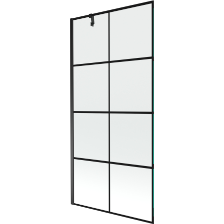 Mexen Next vienos dalies vonios ekranas 90 x 150 cm, juodas tinklelis, juodas - 895-090-000-00-77-70