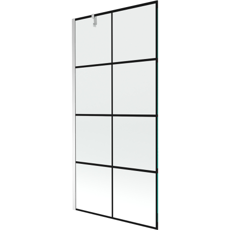 Mexen Next vieno sparno vonios ekranas 100 x 150 cm, juodas tinklas, chromas - 895-100-000-00-77-01