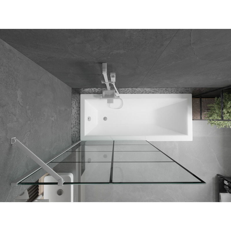 Mexen Next vienos dalies vonios ekranas 100 x 150 cm, juodas tinklelis, baltas - 895-100-000-00-77-20