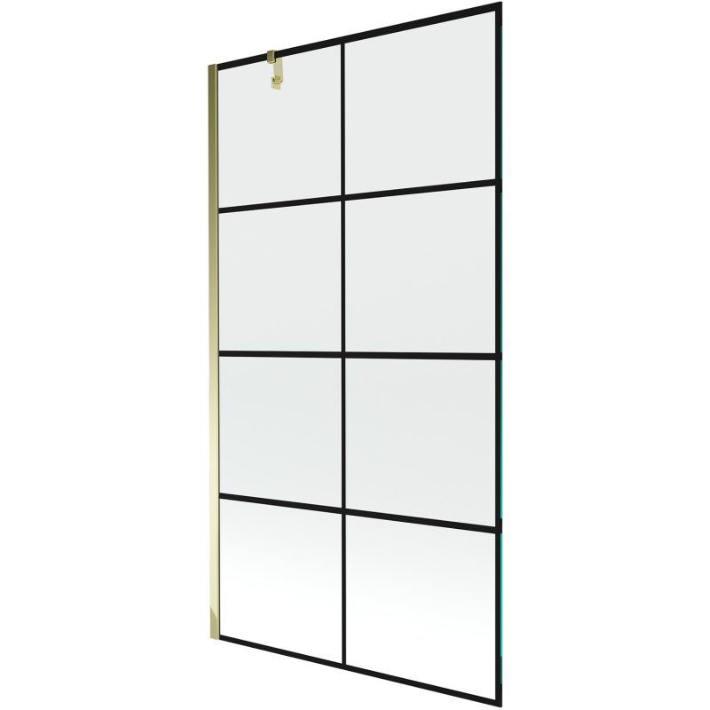 Mexen Next vienos dalies vonios ekranas 100 x 150 cm, juodas tinklelis, auksinis - 895-100-000-00-77-50