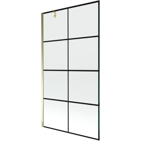 Mexen Next vienos dalies vonios ekranas 100 x 150 cm, juodas tinklelis, auksinis - 895-100-000-00-77-50