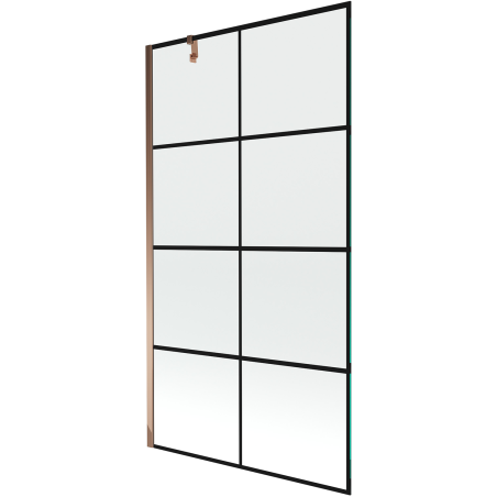 Mexen Next vonios pertvaras 1-duris 100 x 150 cm, juoda tinklelis, rožinis auksas - 895-100-000-00-77-60