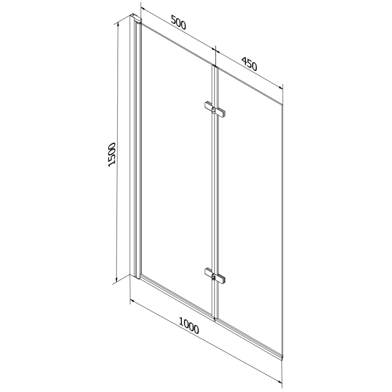 Mexen Castor vonios pertvara 2-sparnų 100 x 150 cm, permatoma, auksinė - 892-100-002-50-00