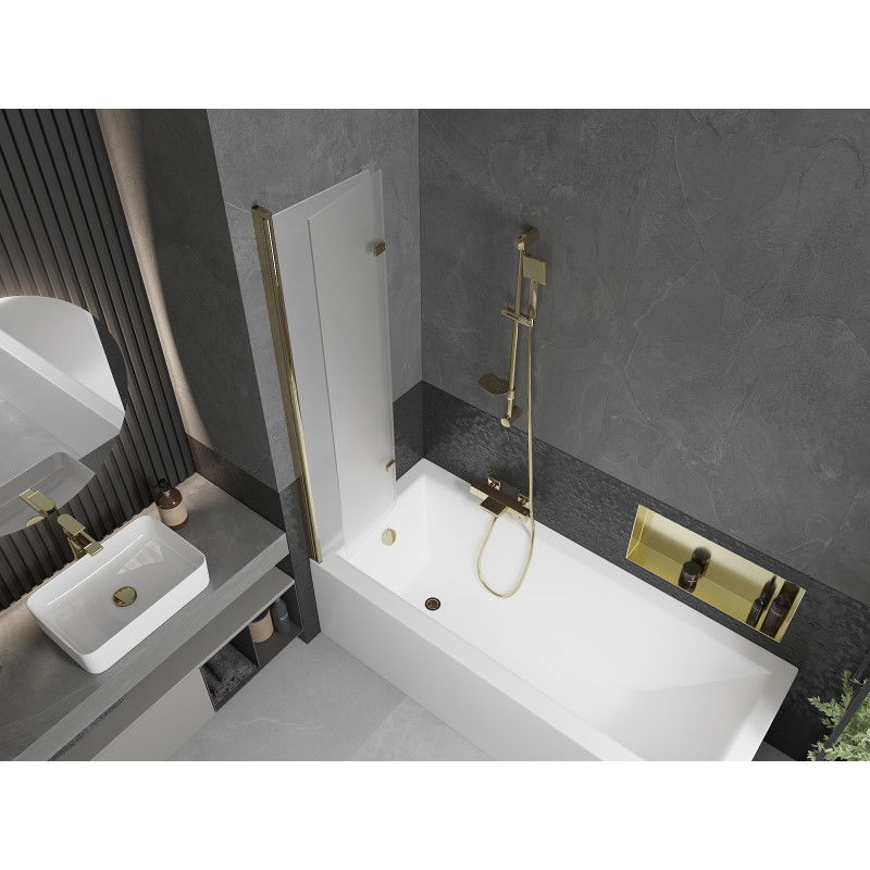 Mexen Castor dvisparnis vonios ekranas 80 x 150 cm, matinė, auksinė - 892-080-002-50-30