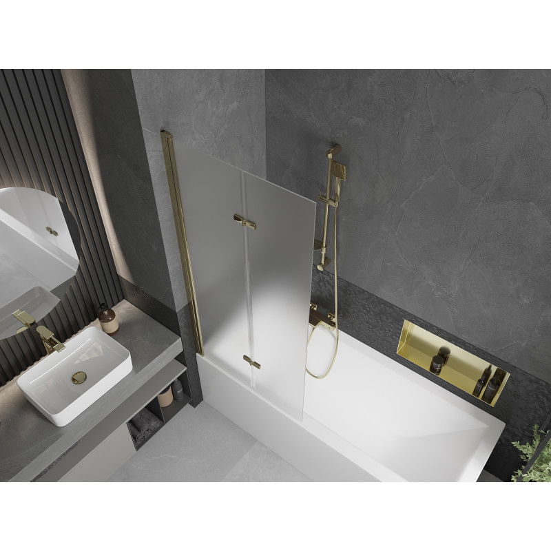 Mexen Castor dvisparnis vonios ekranas 80 x 150 cm, matinė, auksinė - 892-080-002-50-30