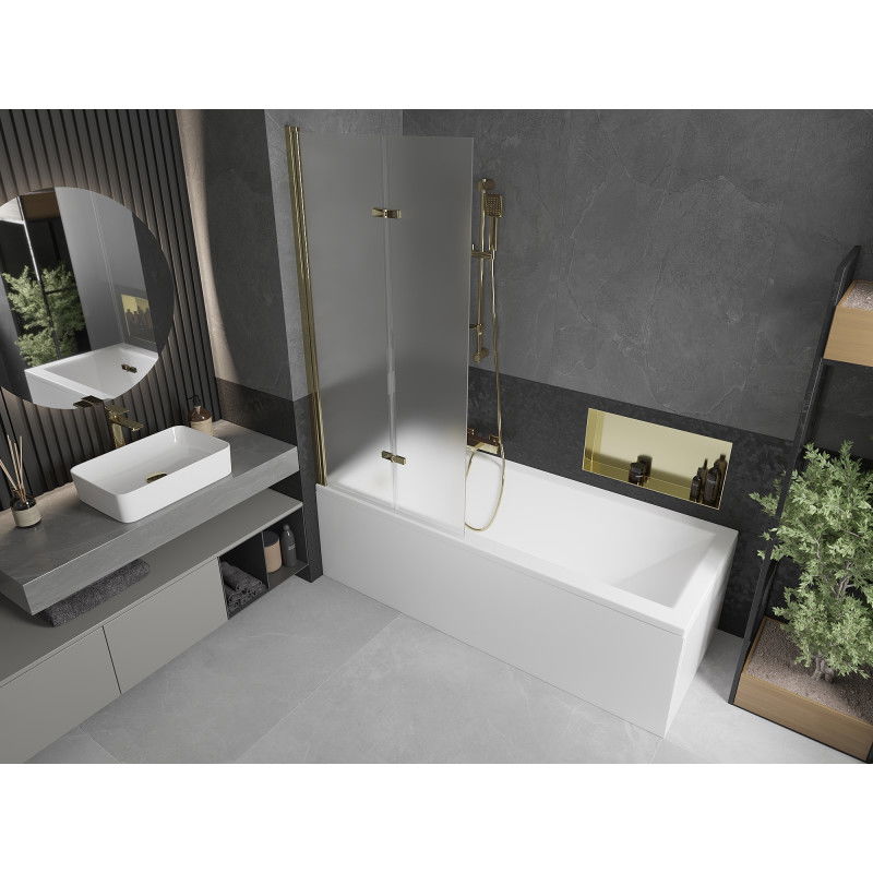 Mexen Castor dvisparnis vonios ekranas 80 x 150 cm, matinė, auksinė - 892-080-002-50-30