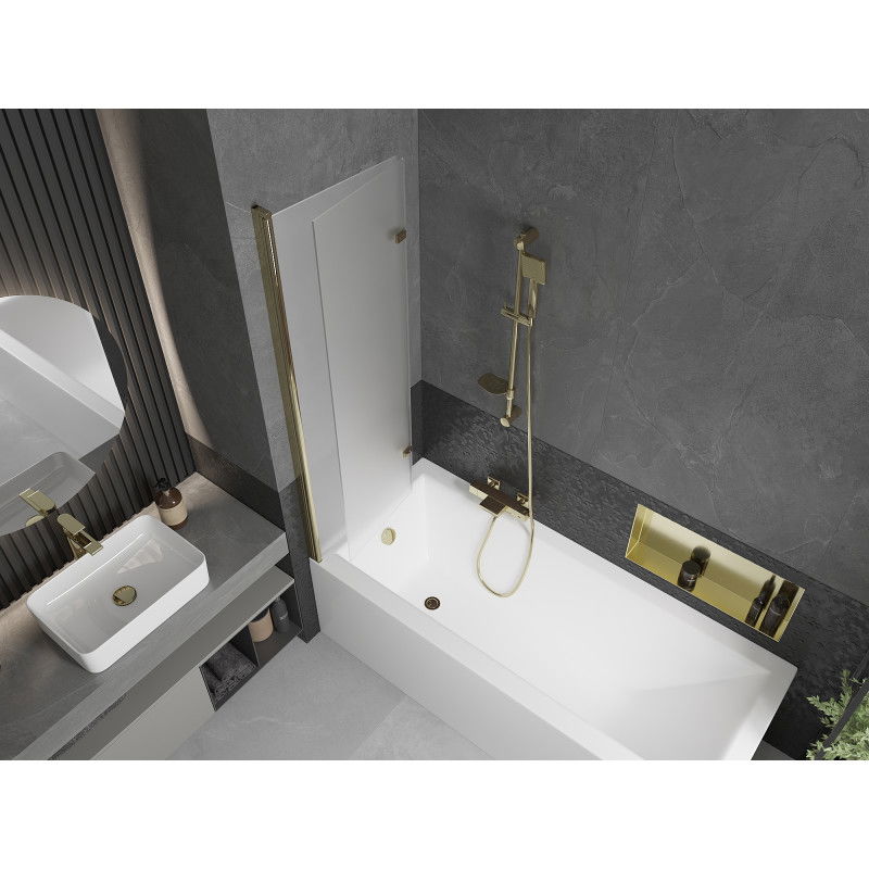 Mexen Castor vonios ekrano pertvara 2-jų dalių 100 x 150 cm, šerkšnas, auksinė - 892-100-002-50-30