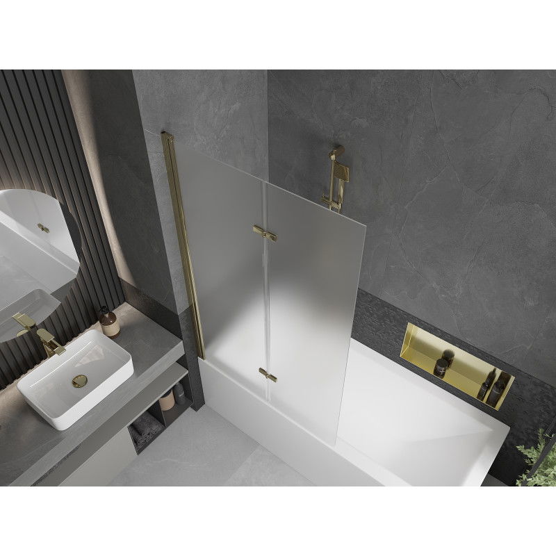 Mexen Castor vonios ekrano pertvara 2-jų dalių 100 x 150 cm, šerkšnas, auksinė - 892-100-002-50-30