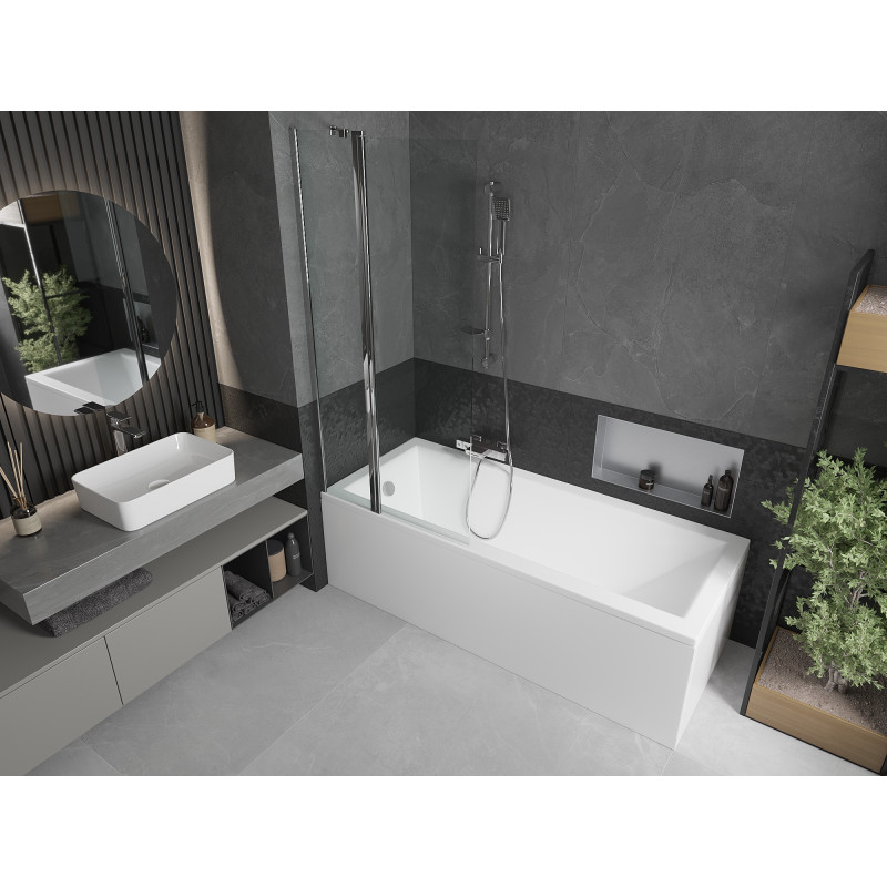 Mexen Flip 1 judamosios dalies vonios sienelė 80 x 150 cm, Skaidrus, chromo - 894-080-101-01-00