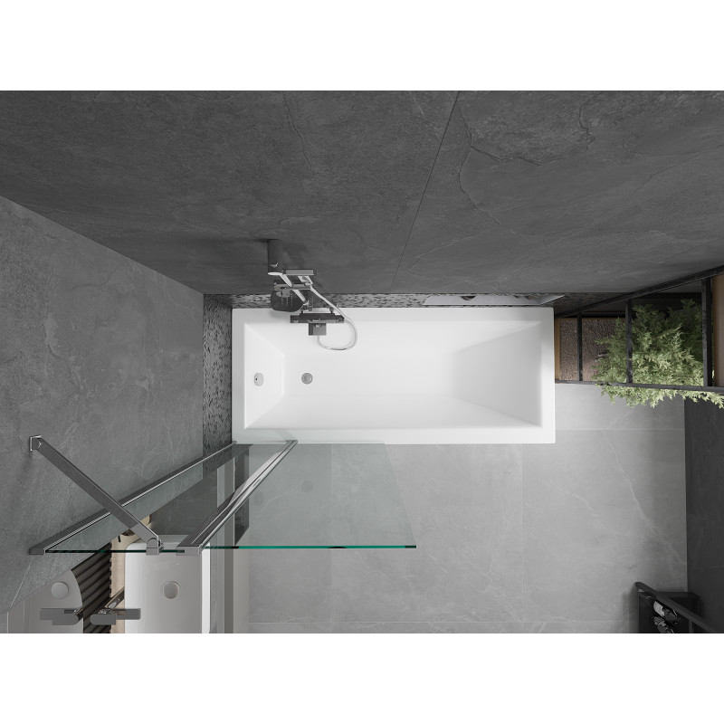 Mexen Flip 1 judamosios dalies vonios sienelė 80 x 150 cm, Skaidrus, chromo - 894-080-101-01-00