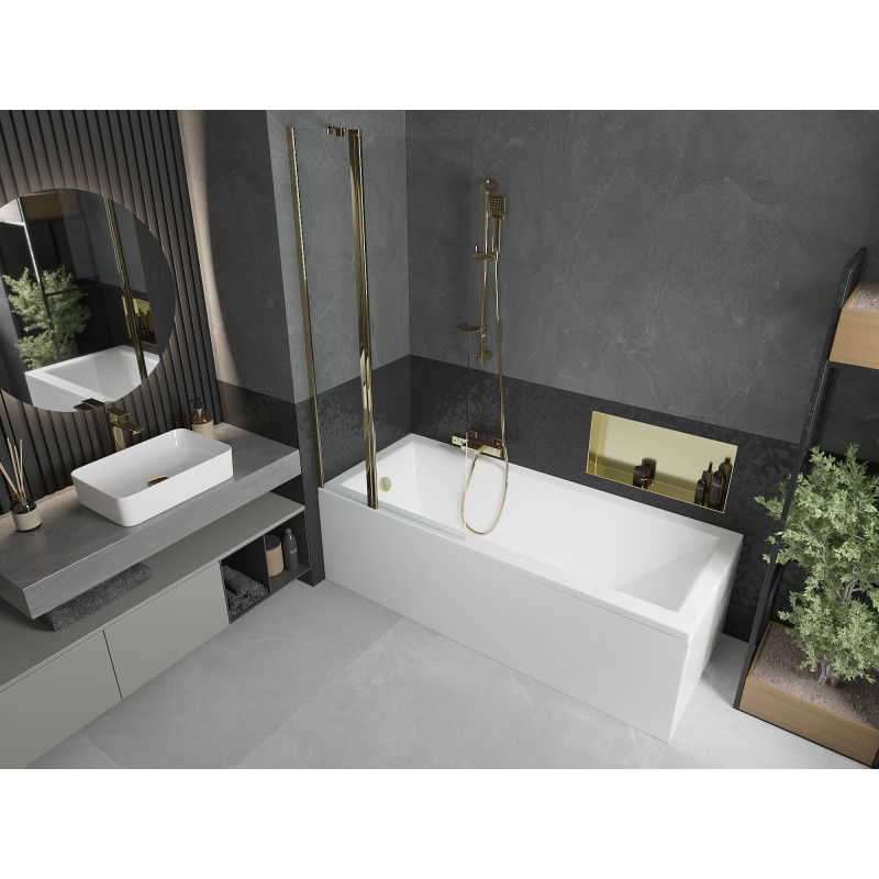 Mexen Flip vonios pertvara, 2 dalių, 80 x 150 cm, permatoma, auksinė - 894-080-101-50-00