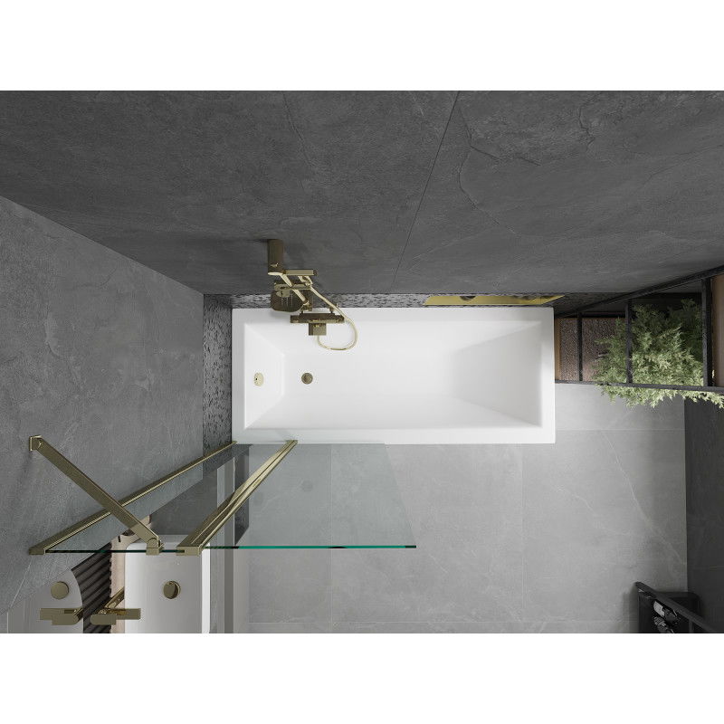 Mexen Flip vonios pertvara, 2 dalių, 80 x 150 cm, permatoma, auksinė - 894-080-101-50-00