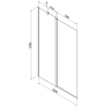 Mexen Flip 1 judamosios dalies vonios sienelė 100 x 150 cm, Skaidrus, Juoda - 894-100-101-70-00