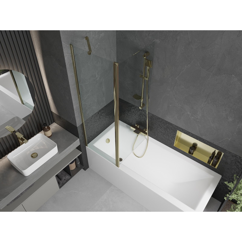 Mexen Flip 2-duris vonios ekranas 120 x 150 cm, skaidrus, auksinis - 894-120-101-50-00