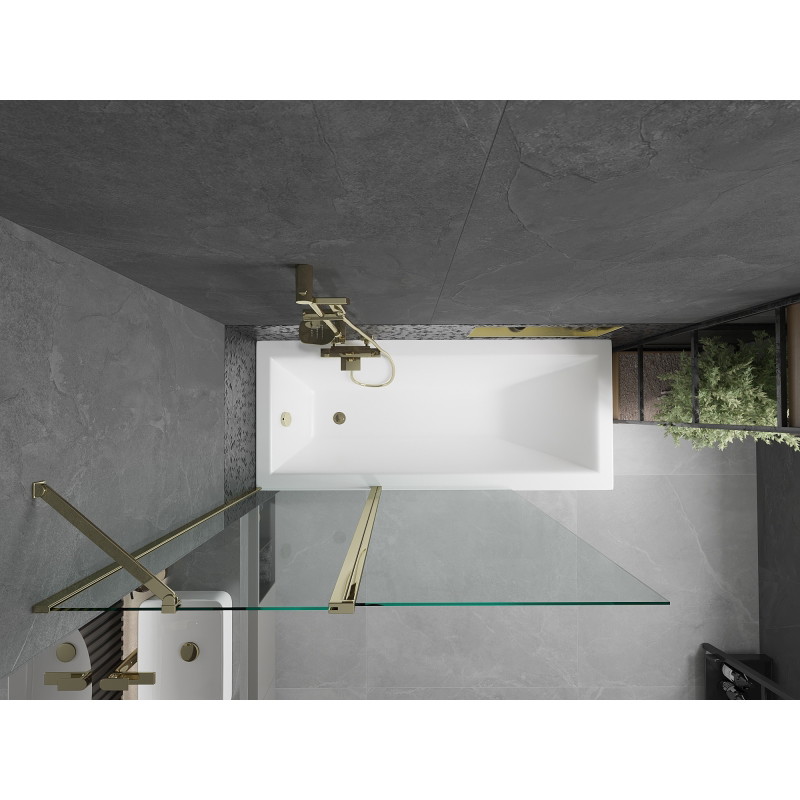 Mexen Flip 2-duris vonios ekranas 120 x 150 cm, skaidrus, auksinis - 894-120-101-50-00