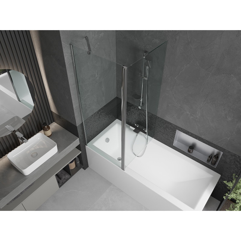 Mexen Flip voniaus ekranas, dviejų dalių, 140 x 150 cm, skaidrus, chromas - 894-140-101-01-00