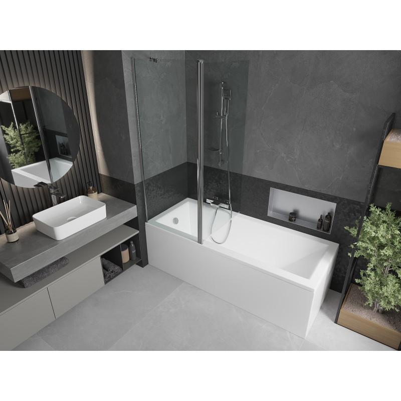 Mexen Flip 2-dalių vonios kambarys, 140 x 150 cm, skaidrus, chromas - 894-140-101-01-00