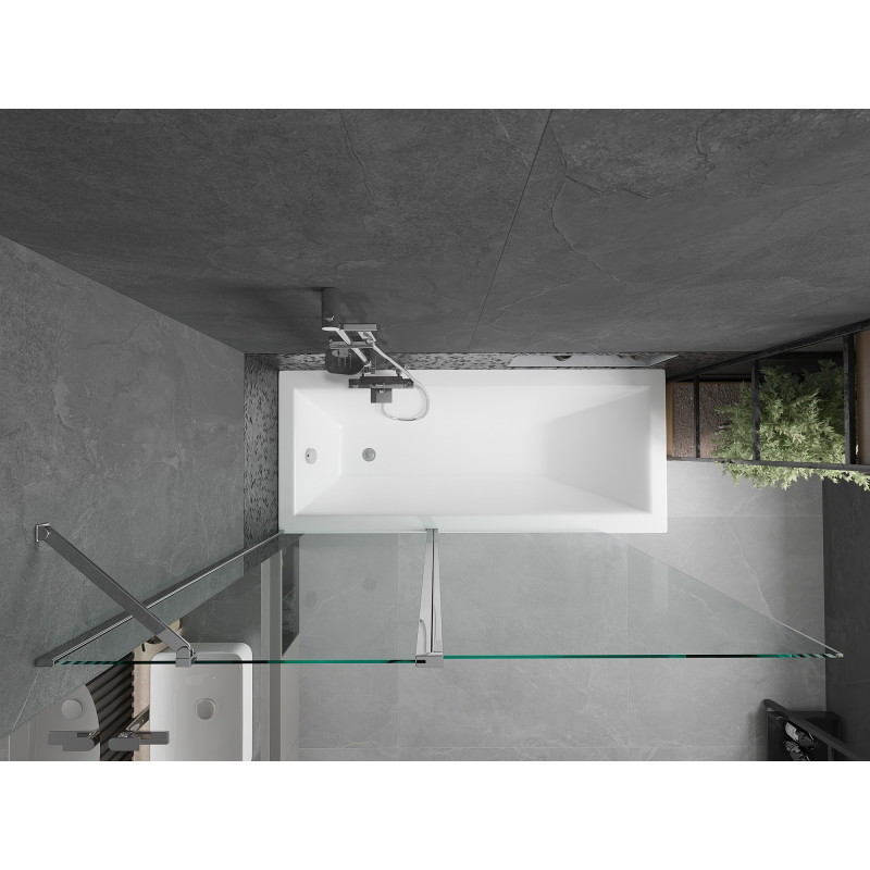 Mexen Flip voniaus ekranas, dviejų dalių, 140 x 150 cm, skaidrus, chromas - 894-140-101-01-00