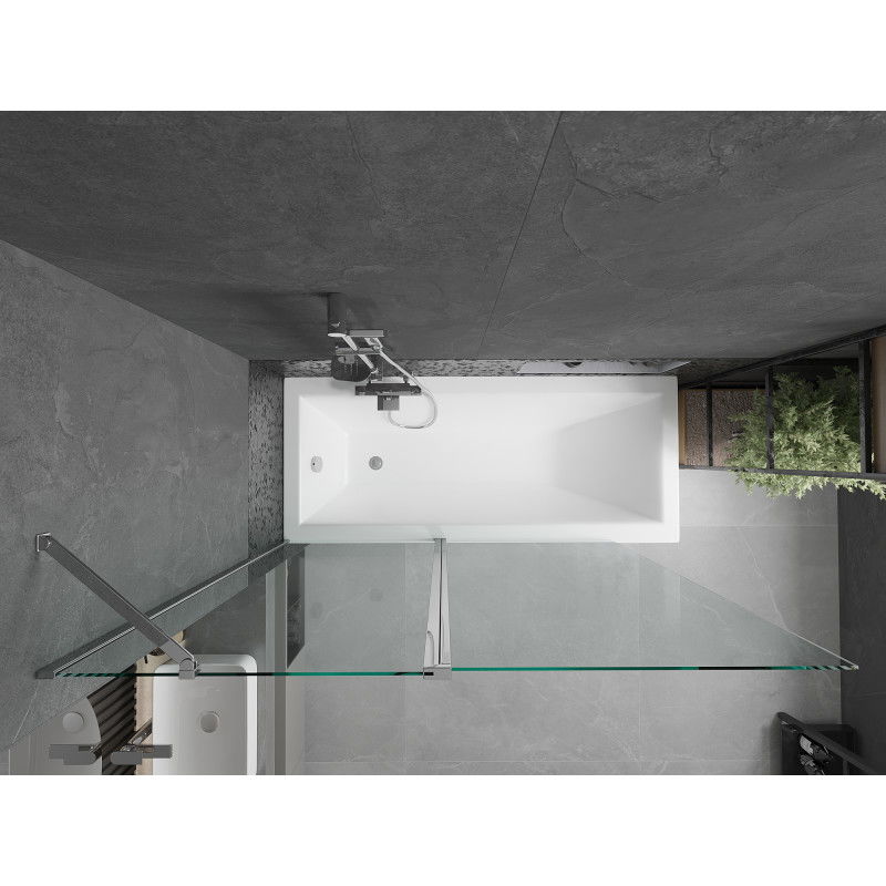 Mexen Flip vonios uždanga 2-dalių 140 x 150 cm, permatomos, chromas - 894-140-101-01-00