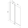 Mexen Flip 1 judamosios dalies vonios sienelė 140 x 150 cm, Skaidrus, Juoda - 894-140-101-70-00