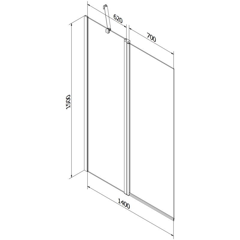Mexen Flip voniaus ekranas, dviejų dalių, 140 x 150 cm, skaidrus, chromas - 894-140-101-01-00