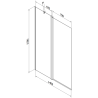 Mexen Flip 1 judamosios dalies vonios sienelė 140 x 150 cm, Skaidrus, chromo - 894-140-101-01-00