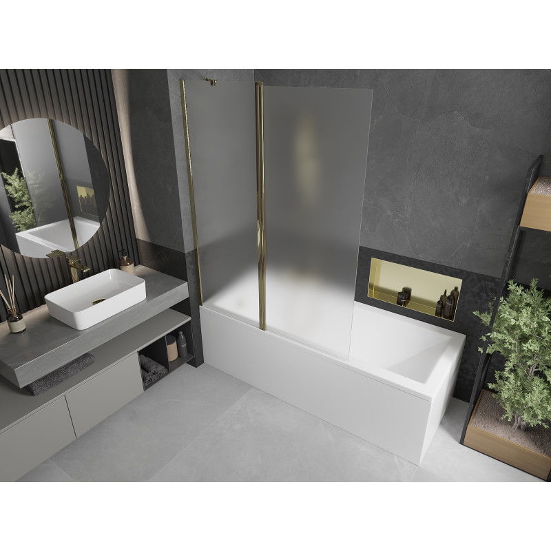 Mexen Flip dviejų dalių vonios užuolaida 120 x 150 cm, matinė, auksinė - 894-120-101-50-30