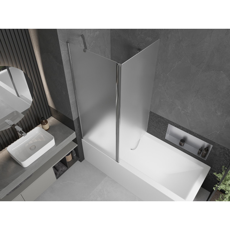 Mexen Flip 2 dalių vonios pertvara 140 x 150 cm, šerkšnas, chromas - 894-140-101-01-30