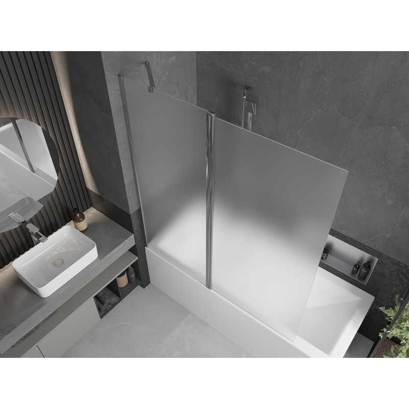 Mexen Flip 2 dalių vonios ekranas 140 x 150 cm, matinis, chromas - 894-140-101-01-30