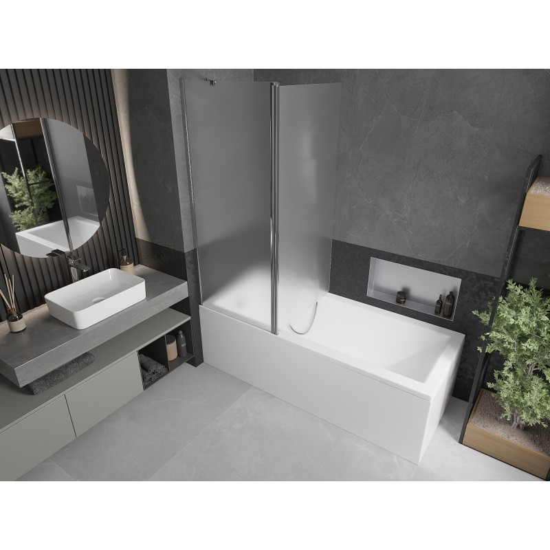 Mexen Flip 2 dalių vonios ekranas 140 x 150 cm, matinis, chromas - 894-140-101-01-30