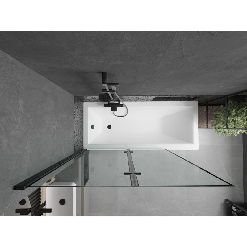 Mexen Castor 2 judamųjų dalių vonios sienelė 120 x 150 cm, Juodas raštas, Juoda - 892-120-002-70-70