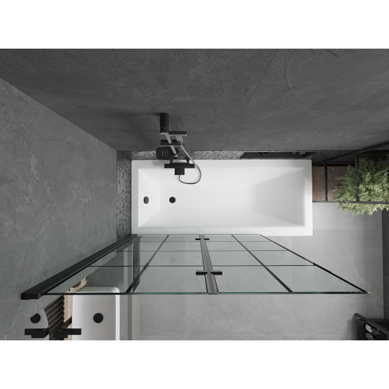 Mexen Castor 2 judamųjų dalių vonios sienelė 120 x 150 cm, Juodas raštas, Juoda - 892-120-002-70-77