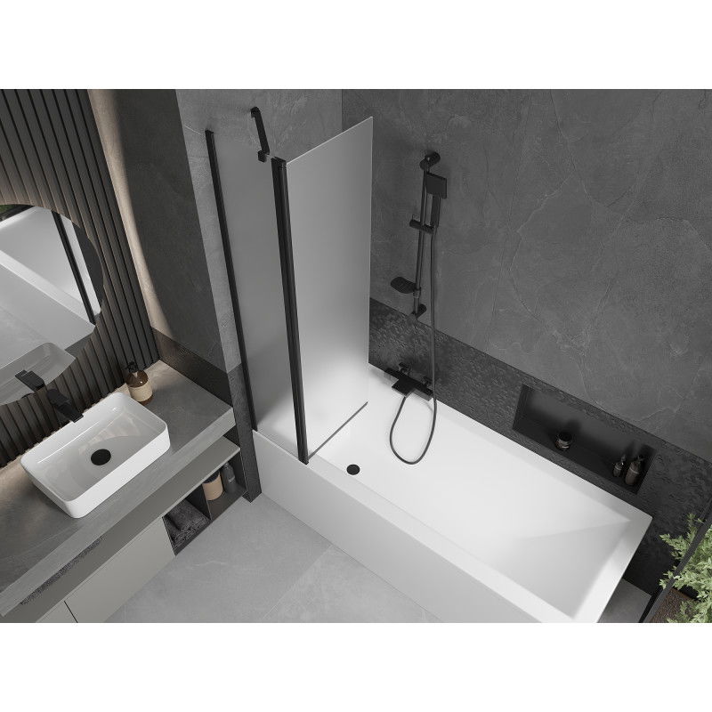 Mexen Flip dviejų dalių dušo sienelė 80 x 150 cm, matinė, juoda - 894-080-101-70-30