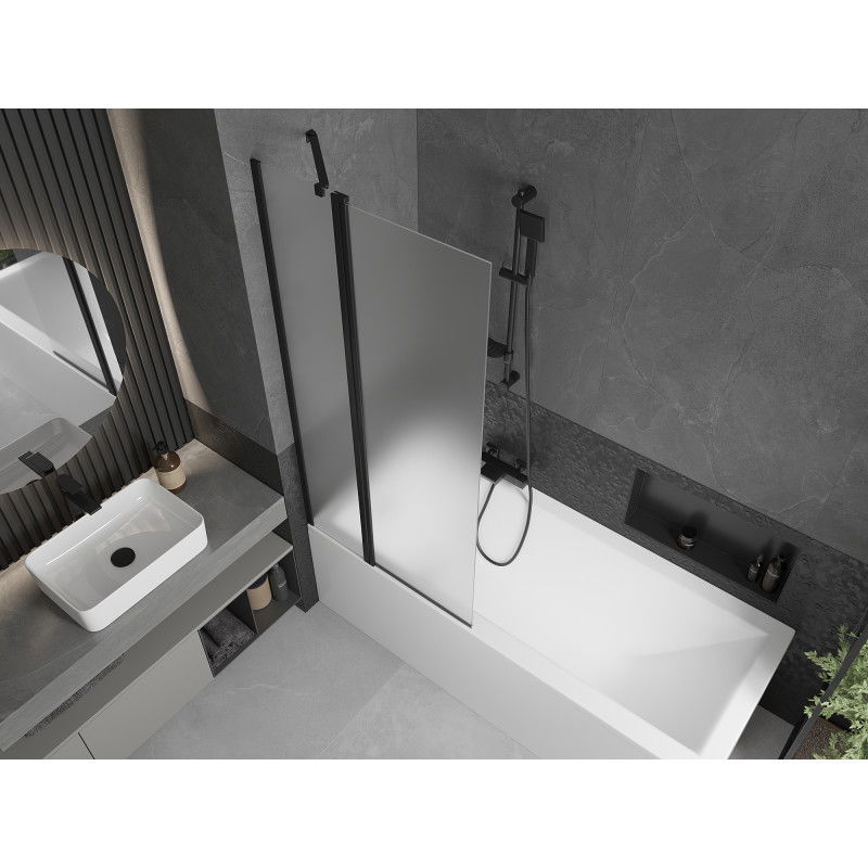 Mexen Flip dviejų dalių dušo sienelė 80 x 150 cm, matinė, juoda - 894-080-101-70-30