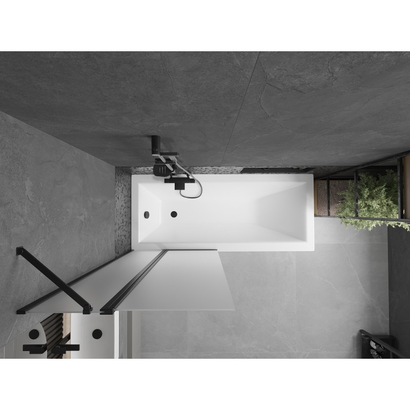 Mexen Flip 2-dalių 80 x 150 cm vonios pertvara, matinė, juoda - 894-080-101-70-30